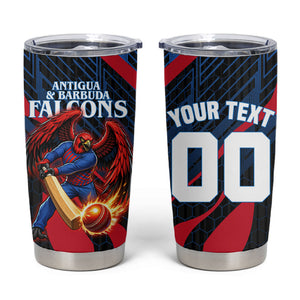 Personalized Antigua And Barbuda Cricket Falcons Tumbler Cup Abstract Hexagon Pattern Sport
