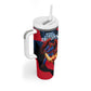 Personalized Antigua And Barbuda Cricket Falcons Tumbler With Handle Abstract Hexagon Pattern Sport