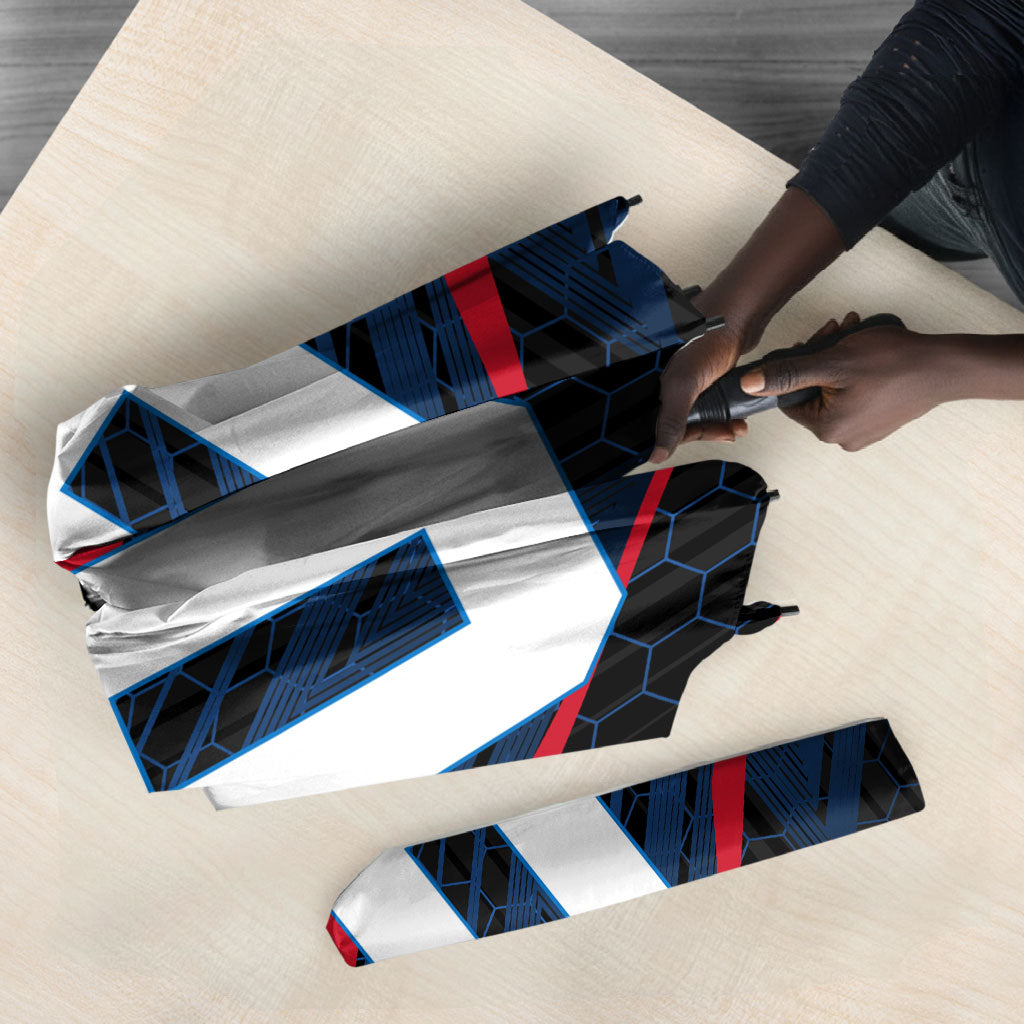 Personalized Antigua And Barbuda Cricket Falcons Umbrella Abstract Hexagon Pattern Sport