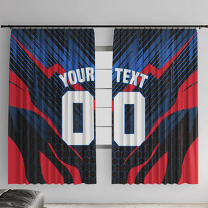 Personalized Antigua And Barbuda Cricket Falcons Window Curtain Abstract Hexagon Pattern Sport