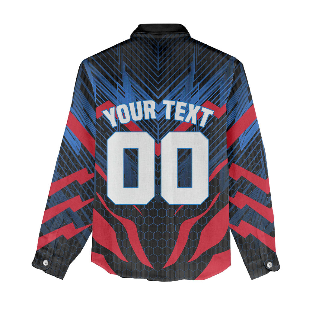 Personalized Antigua And Barbuda Cricket Falcons Women Casual Shirt Abstract Hexagon Pattern Sport