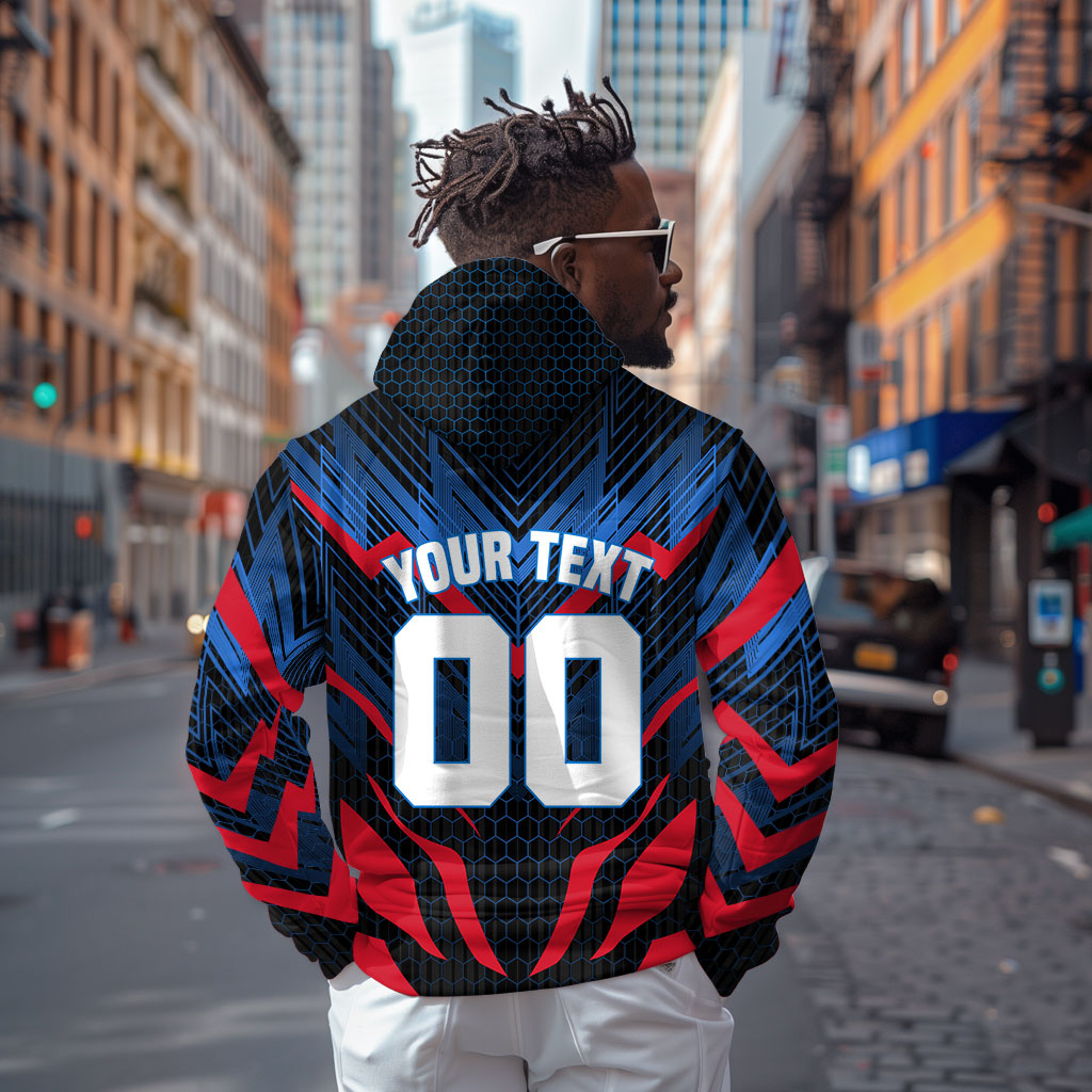 Personalized Antigua And Barbuda Cricket Falcons Zip Hoodie Abstract Hexagon Pattern Sport