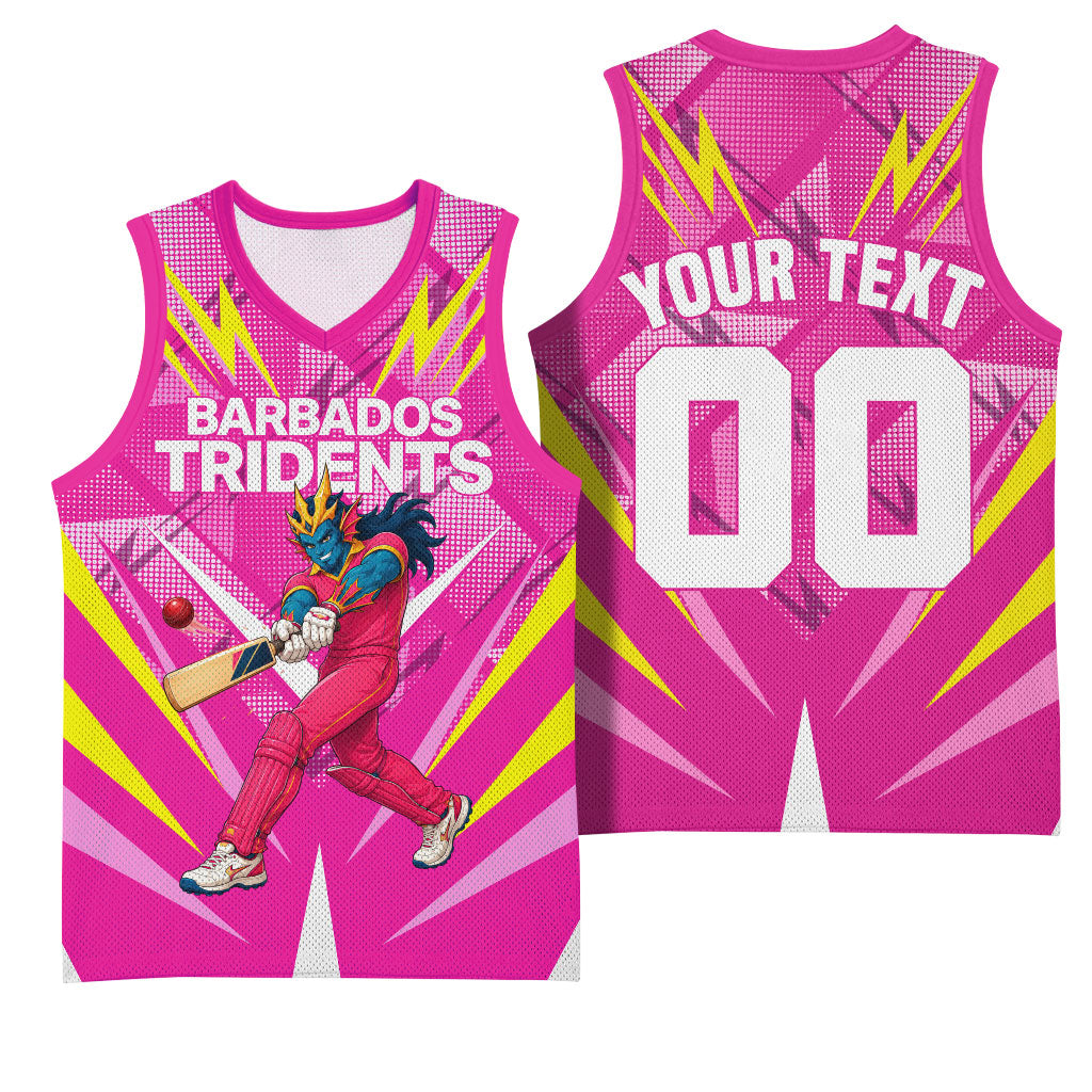 Personalized Barbados Tridents Basketball Jersey Cricket Mascot Dynamic Anime Art