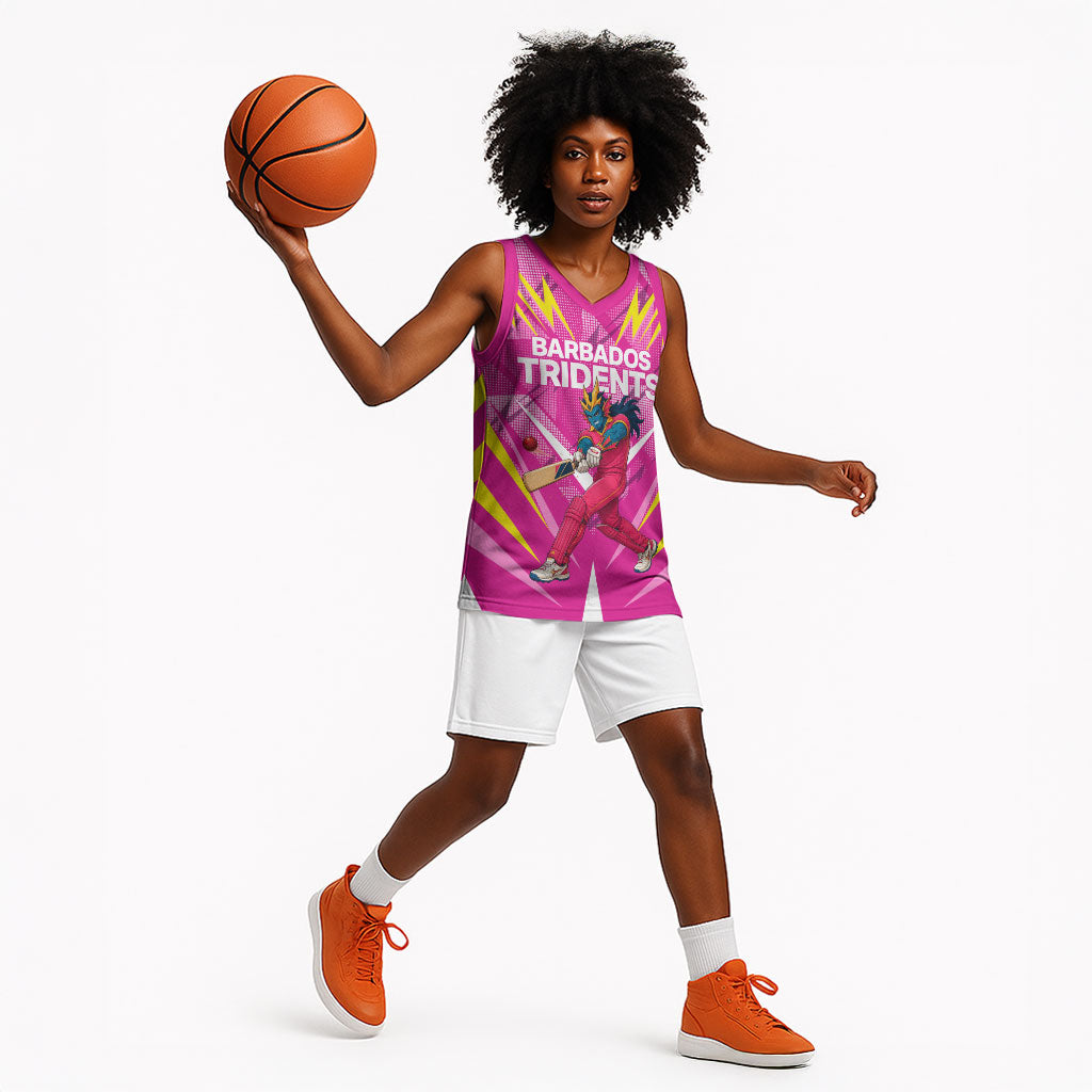 Personalized Barbados Tridents Basketball Jersey Cricket Mascot Dynamic Anime Art