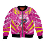 Personalized Barbados Tridents Bomber Jacket Cricket Mascot Dynamic Anime Art