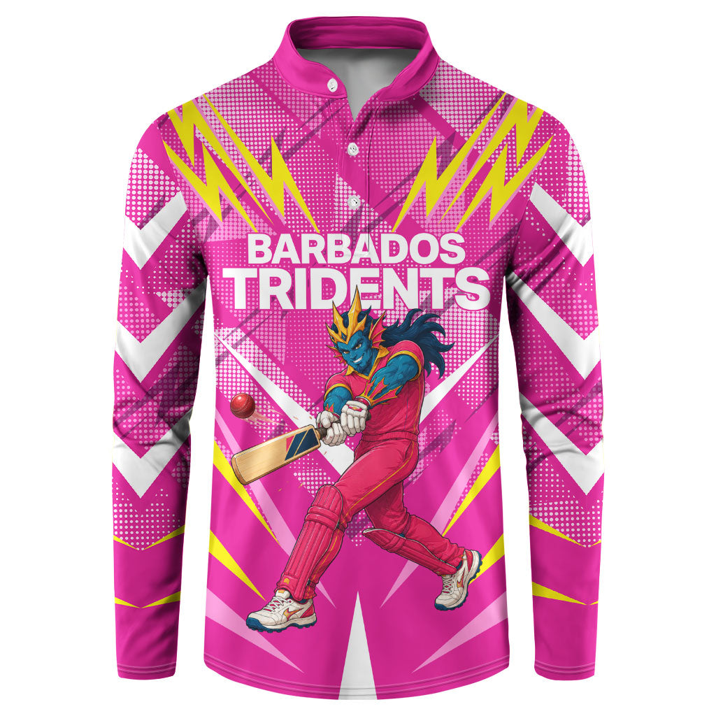 Personalized Barbados Tridents Button Sweatshirt Cricket Mascot Dynamic Anime Art