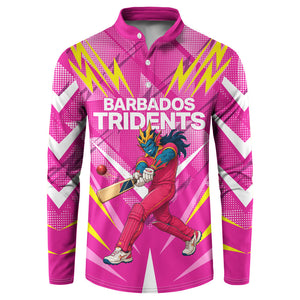 Personalized Barbados Tridents Button Sweatshirt Cricket Mascot Dynamic Anime Art