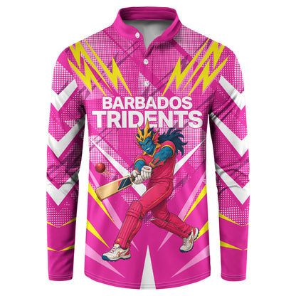 Personalized Barbados Tridents Button Sweatshirt Cricket Mascot Dynamic Anime Art