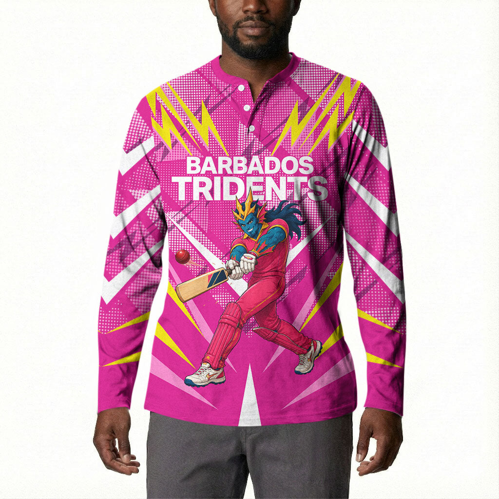 Personalized Barbados Tridents Button Sweatshirt Cricket Mascot Dynamic Anime Art