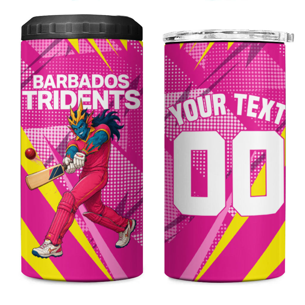 Personalized Barbados Tridents 4 in 1 Can Cooler Tumbler Cricket Mascot Dynamic Anime Art