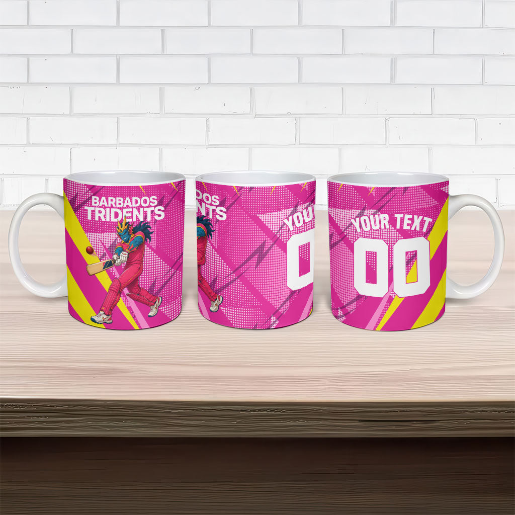 Personalized Barbados Tridents Ceramic Mug Cricket Mascot Dynamic Anime Art
