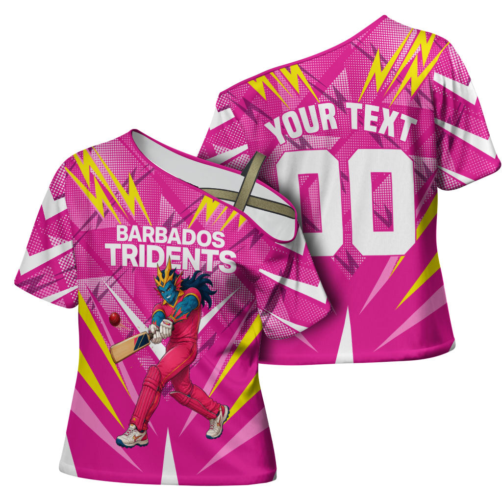 Personalized Barbados Tridents Cross Shoulder Shirt Cricket Mascot Dynamic Anime Art