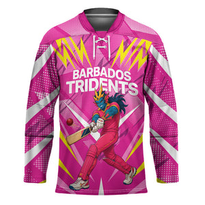 Personalized Barbados Tridents Hockey Jersey Cricket Mascot Dynamic Anime Art