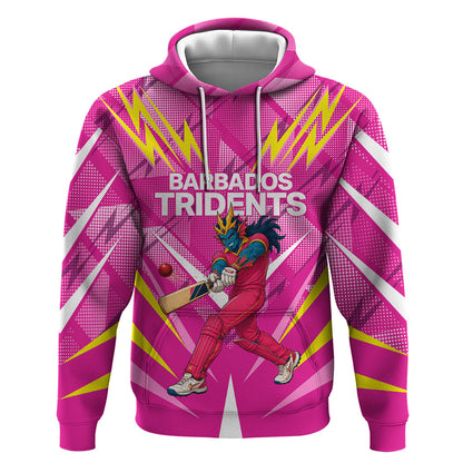 Personalized Barbados Tridents Hoodie Cricket Mascot Dynamic Anime Art