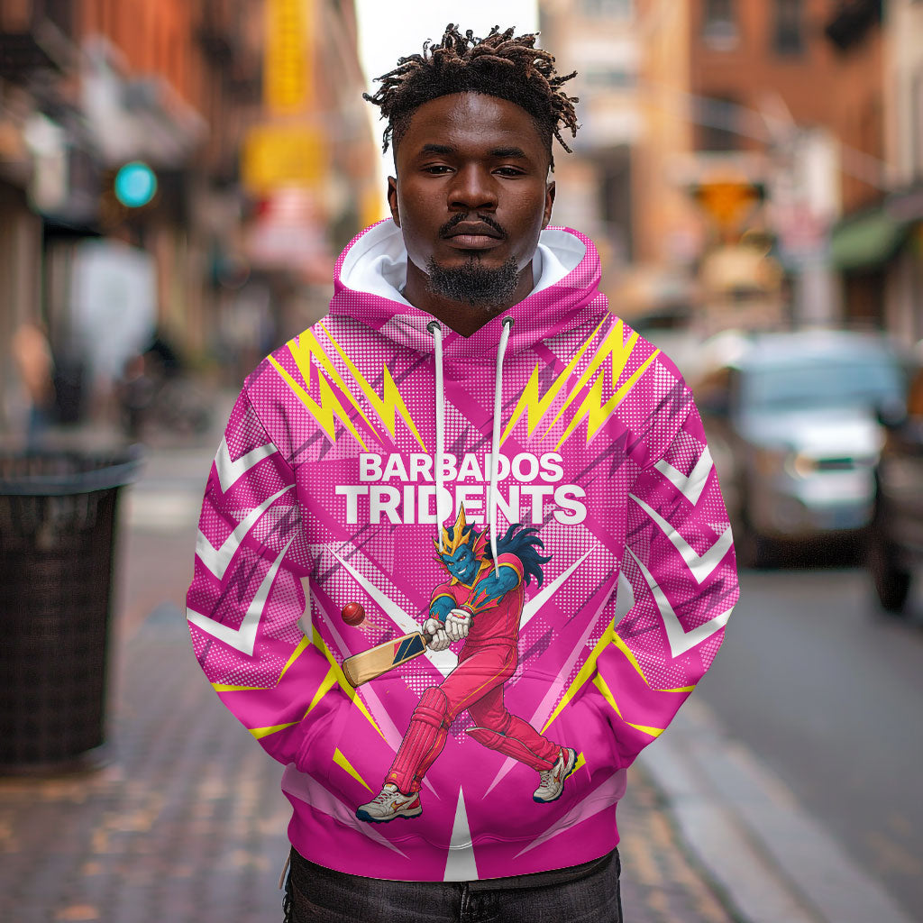 Personalized Barbados Tridents Hoodie Cricket Mascot Dynamic Anime Art