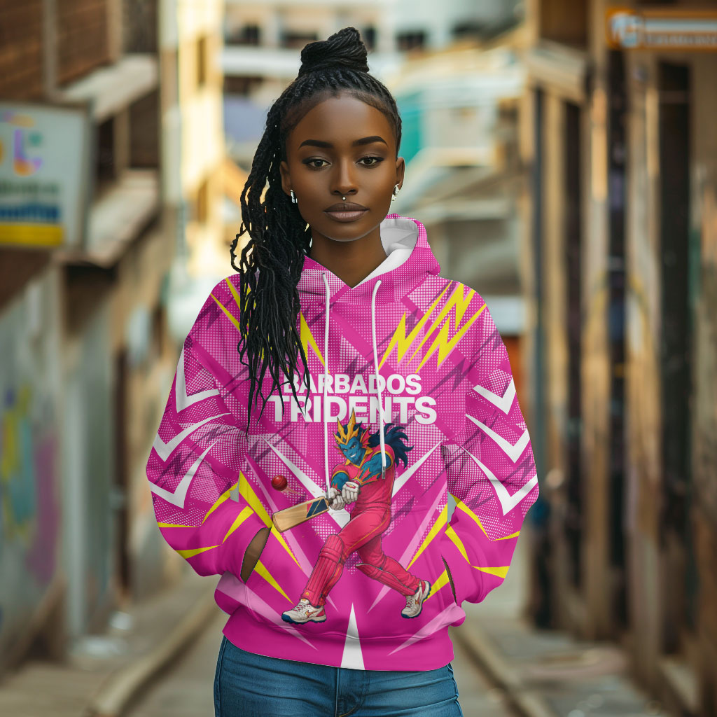 Personalized Barbados Tridents Hoodie Cricket Mascot Dynamic Anime Art