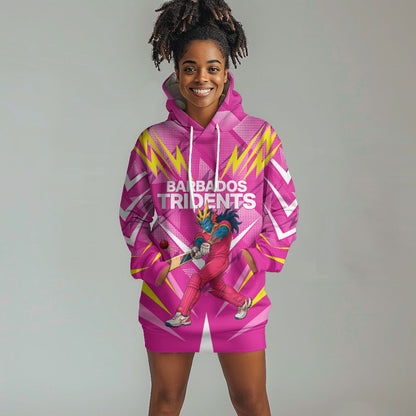 Personalized Barbados Tridents Hoodie Dress Cricket Mascot Dynamic Anime Art