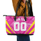 Personalized Barbados Tridents Leather Tote Bag Cricket Mascot Dynamic Anime Art