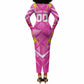 Personalized Barbados Tridents Long Sleeve Bodycon Dress Cricket Mascot Dynamic Anime Art