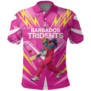 Personalized Barbados Tridents Polo Shirt Cricket Mascot Dynamic Anime Art