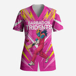 Personalized Barbados Tridents Scrub Top Cricket Mascot Dynamic Anime Art