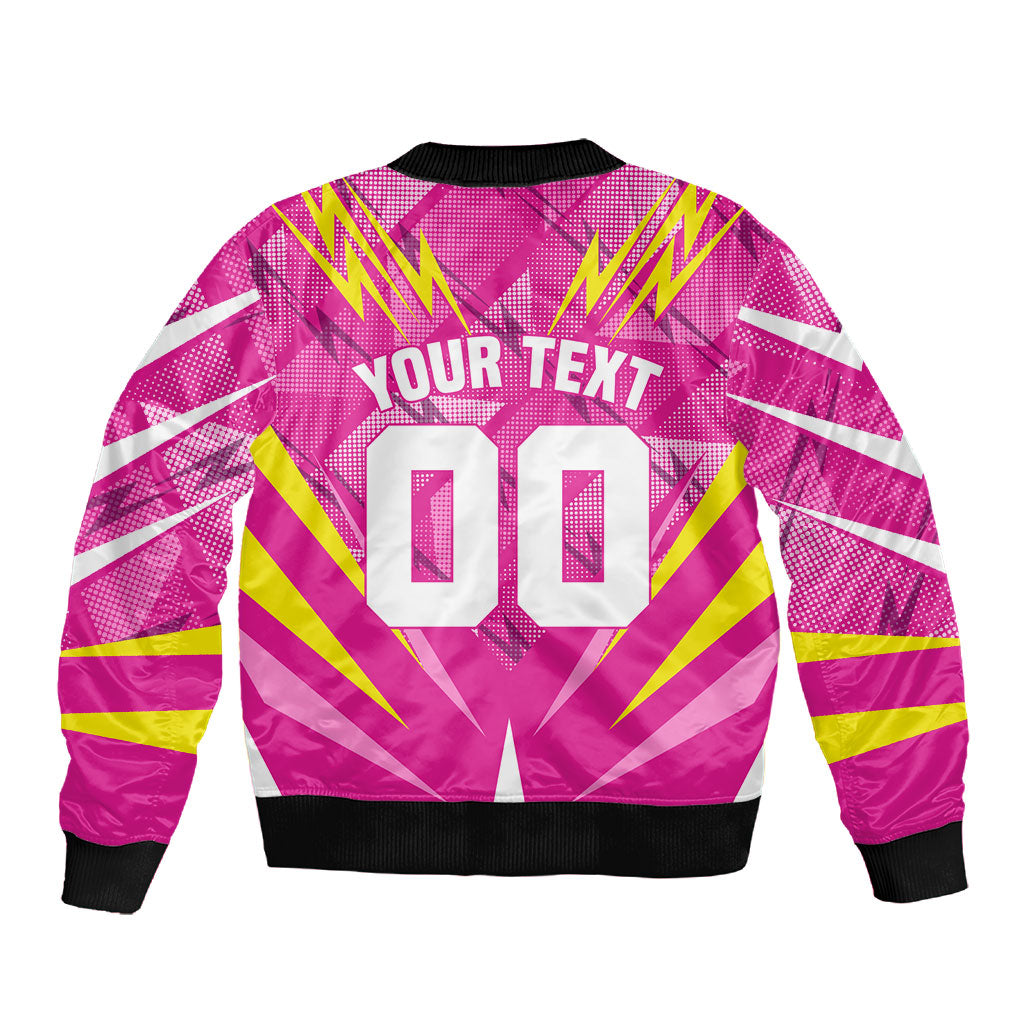Personalized Barbados Tridents Sleeve Zip Bomber Jacket Cricket Mascot Dynamic Anime Art