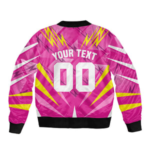 Personalized Barbados Tridents Sleeve Zip Bomber Jacket Cricket Mascot Dynamic Anime Art