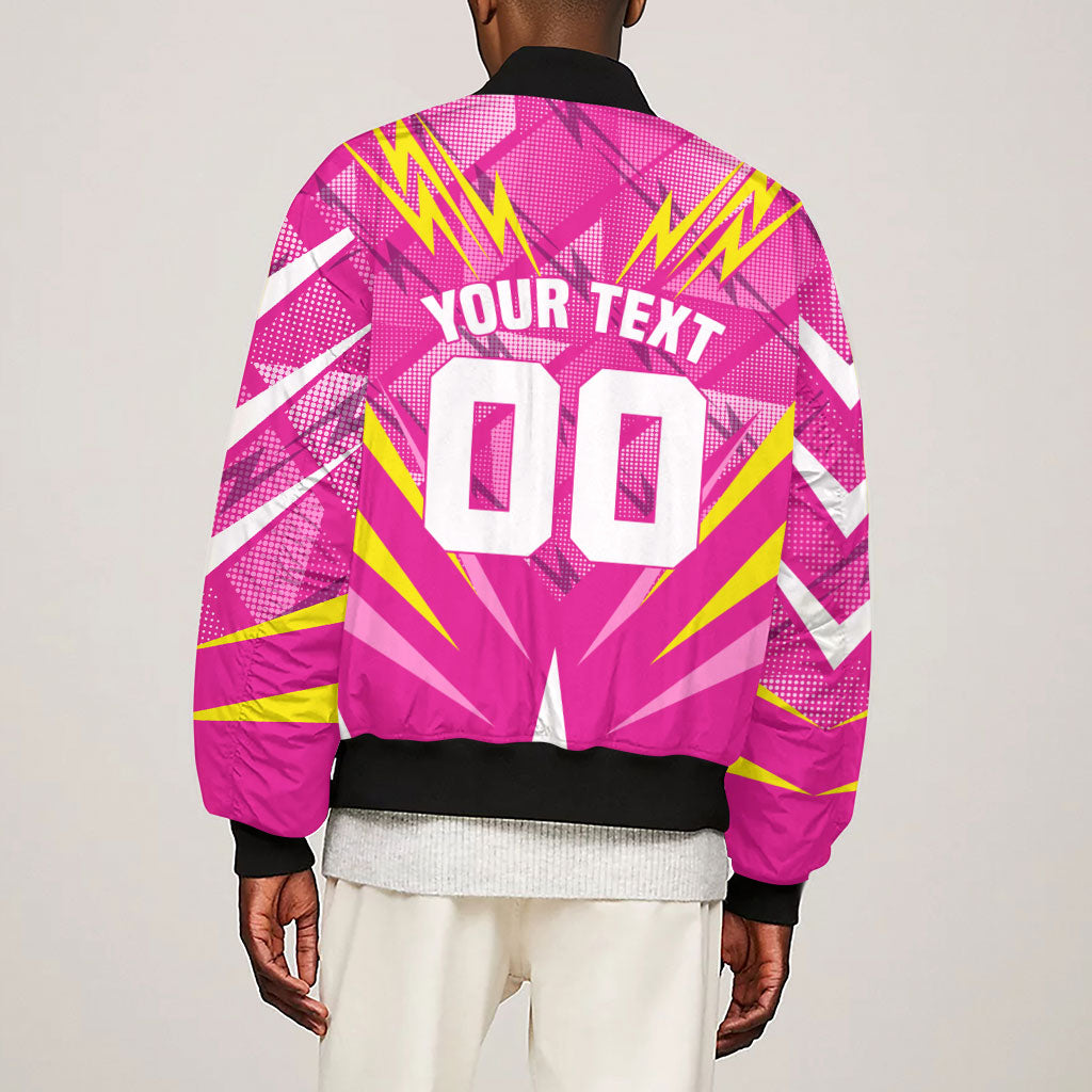Personalized Barbados Tridents Sleeve Zip Bomber Jacket Cricket Mascot Dynamic Anime Art