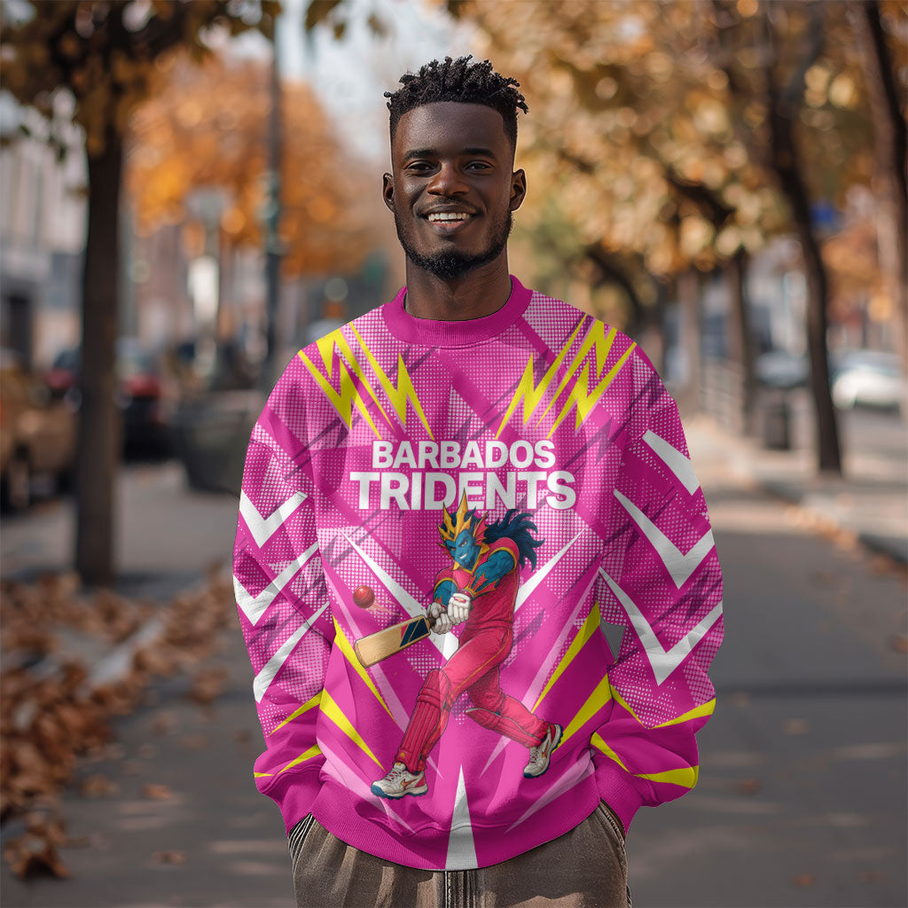 Personalized Barbados Tridents Sweatshirt Cricket Mascot Dynamic Anime Art