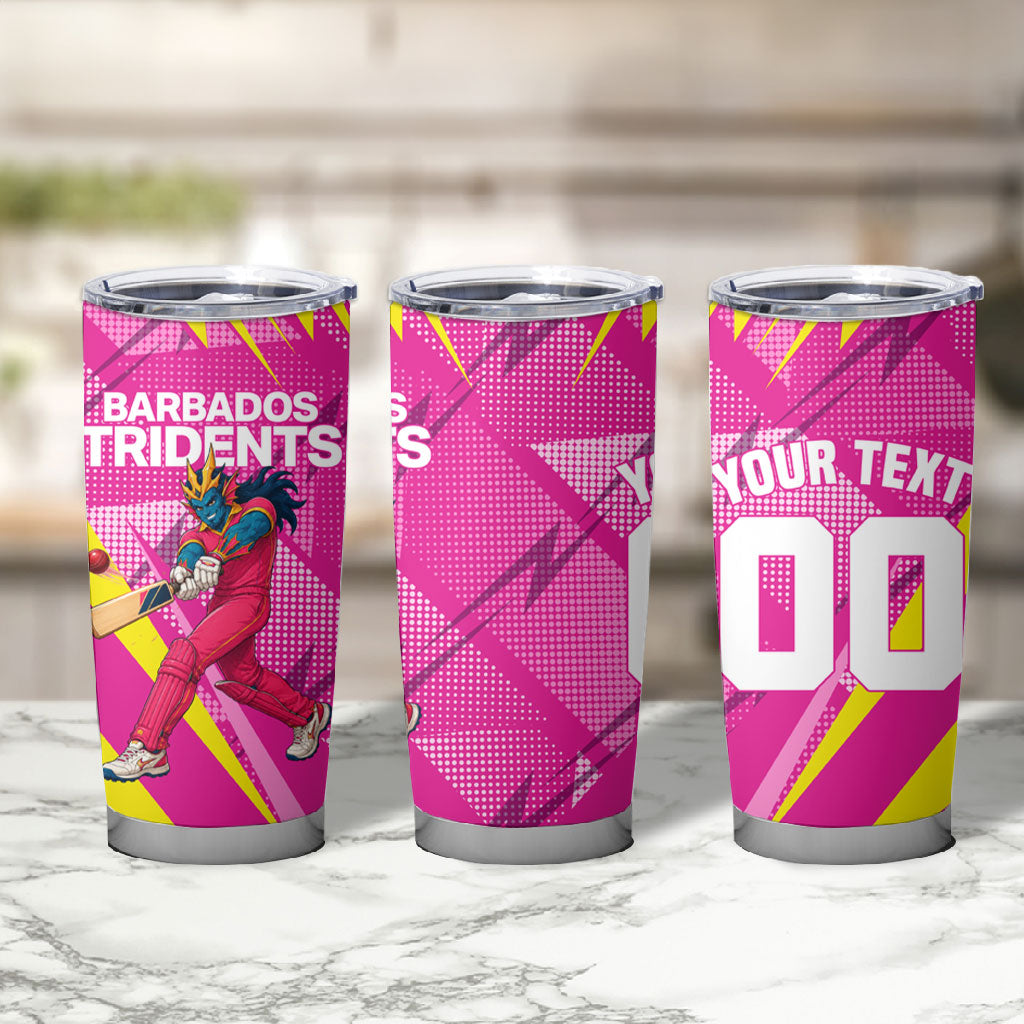 Personalized Barbados Tridents Tumbler Cup Cricket Mascot Dynamic Anime Art