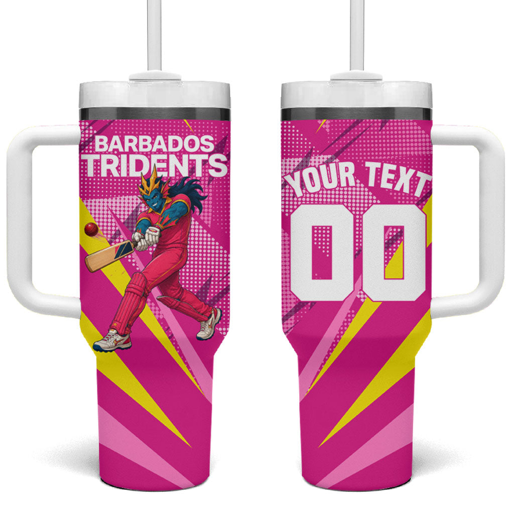 Personalized Barbados Tridents Tumbler With Handle Cricket Mascot Dynamic Anime Art
