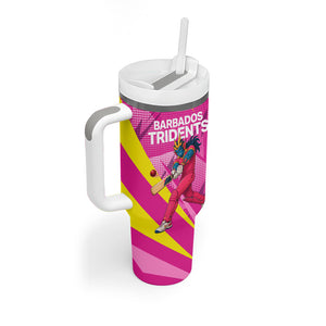 Personalized Barbados Tridents Tumbler With Handle Cricket Mascot Dynamic Anime Art