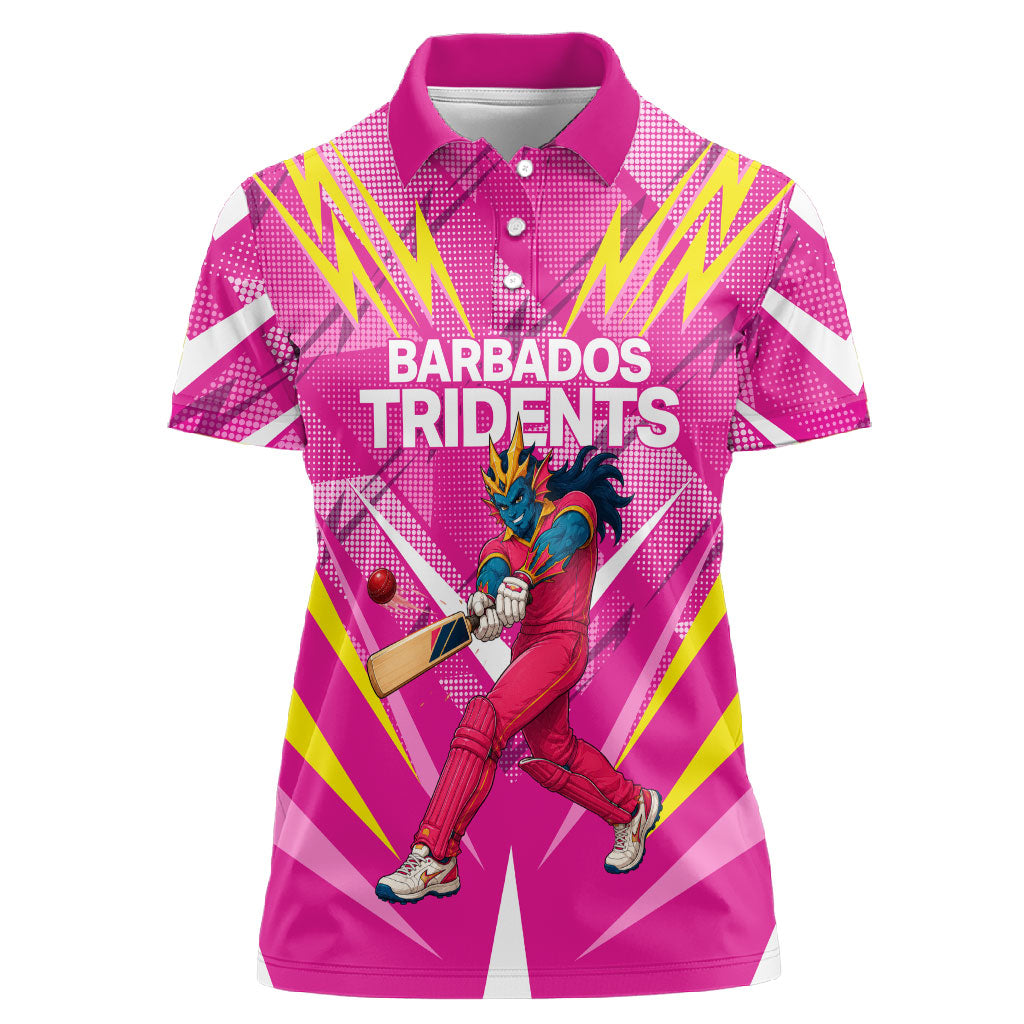 Personalized Barbados Tridents Women Polo Shirt Cricket Mascot Dynamic Anime Art