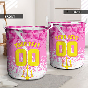 Personalized Barbados Tridents Cricket Laundry Basket Trident Graphic Splash Pattern Caribbean Sport