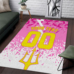 Personalized Barbados Tridents Cricket Area Rug Trident Graphic Splash Pattern Caribbean Sport