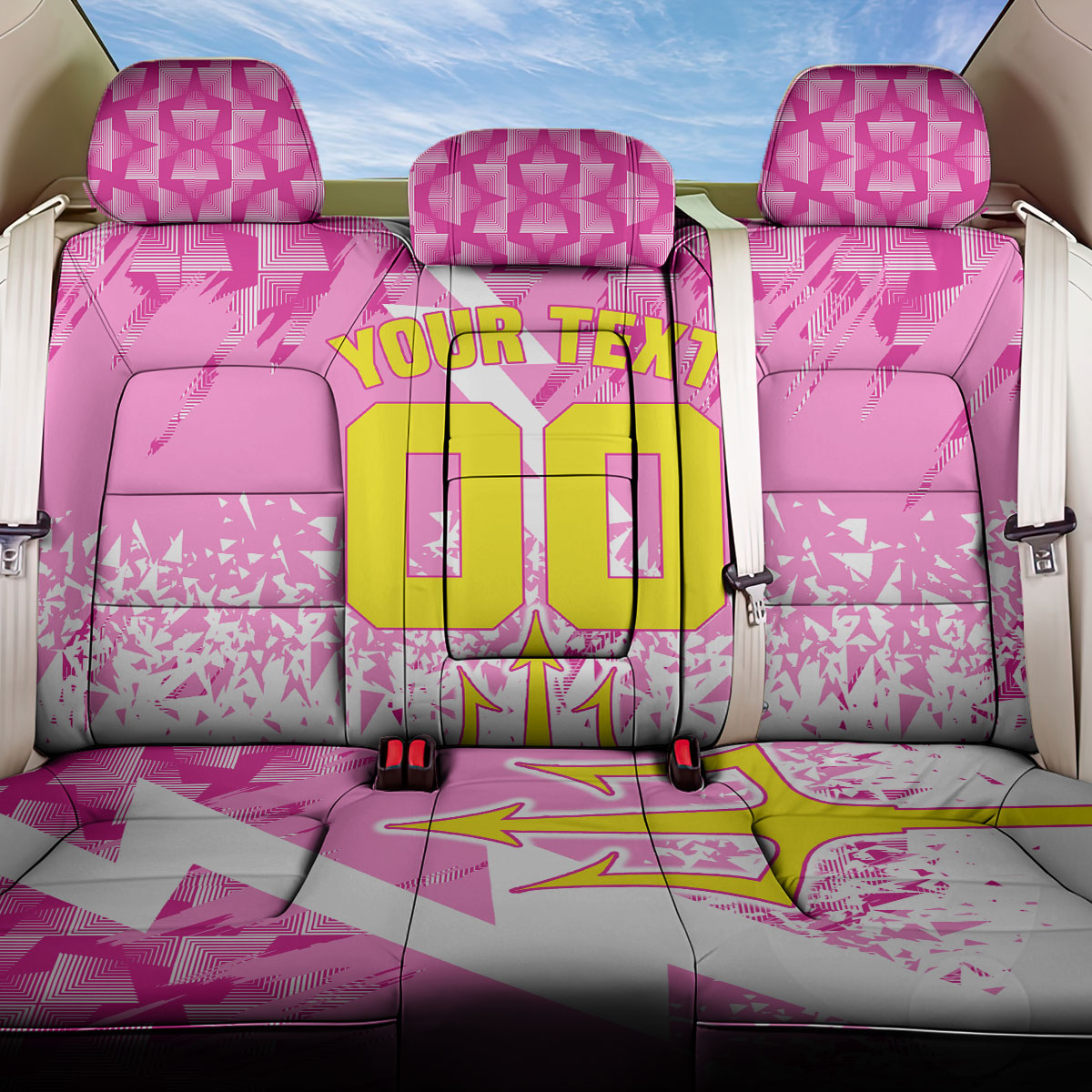 Personalized Barbados Tridents Cricket Back Car Seat Cover Trident Graphic Splash Pattern Caribbean Sport