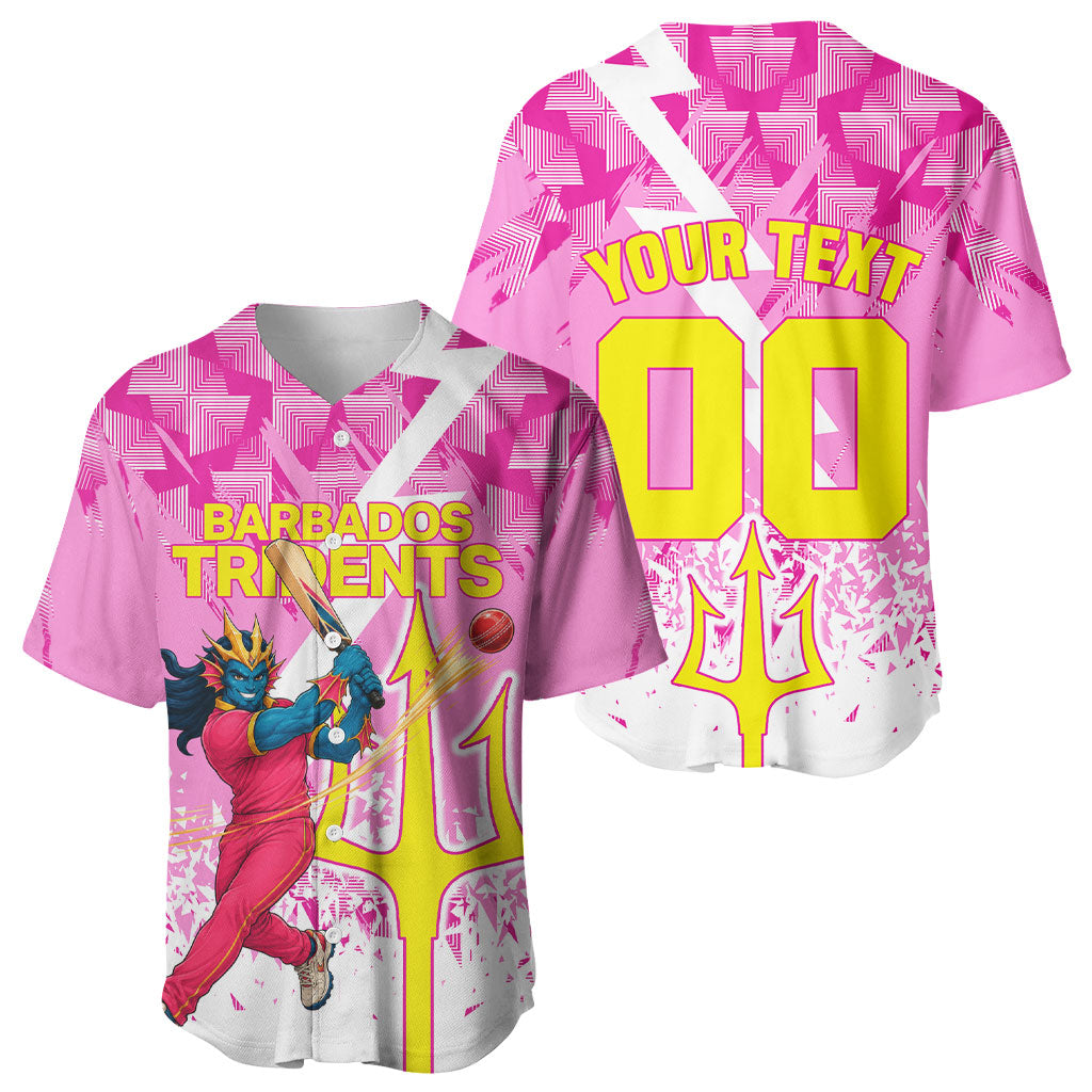 Personalized Barbados Tridents Cricket Baseball Jersey Trident Graphic Splash Pattern Caribbean Sport