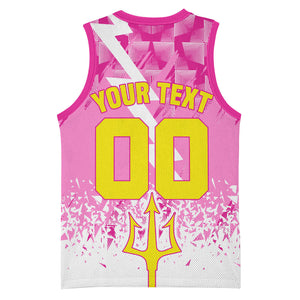 Personalized Barbados Tridents Cricket Basketball Jersey Trident Graphic Splash Pattern Caribbean Sport