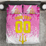 Personalized Barbados Tridents Cricket Bedding Set Trident Graphic Splash Pattern Caribbean Sport