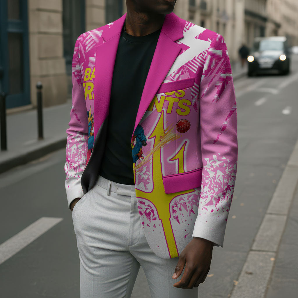 Personalized Barbados Tridents Cricket Blazer Trident Graphic Splash Pattern Caribbean Sport
