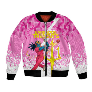 Personalized Barbados Tridents Cricket Bomber Jacket Trident Graphic Splash Pattern Caribbean Sport
