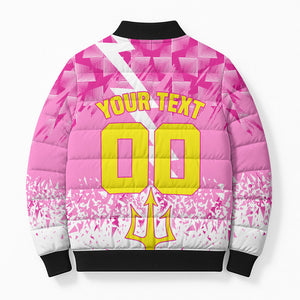 Personalized Barbados Tridents Cricket Bomber Puffer Jacket Trident Graphic Splash Pattern Caribbean Sport
