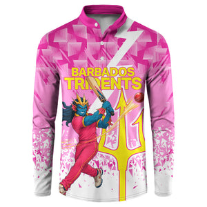 Personalized Barbados Tridents Cricket Button Sweatshirt Trident Graphic Splash Pattern Caribbean Sport