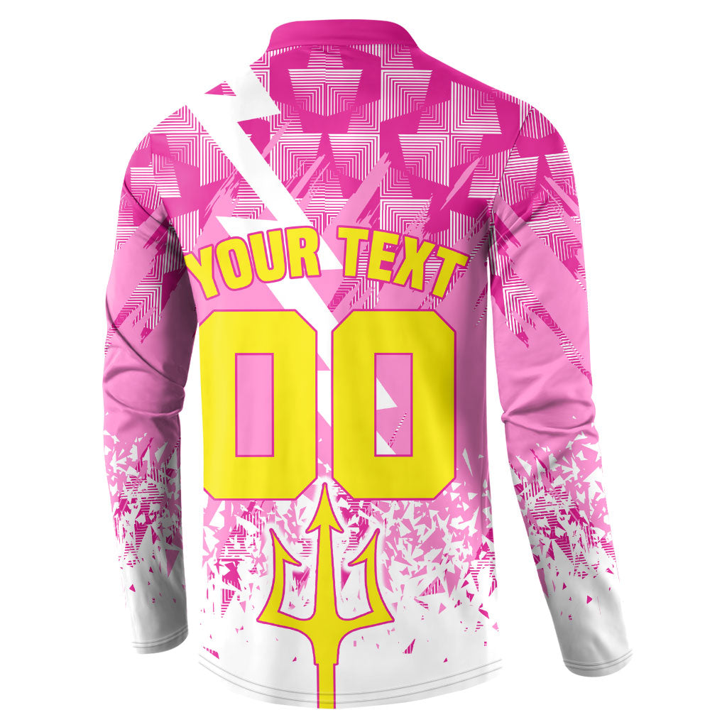Personalized Barbados Tridents Cricket Button Sweatshirt Trident Graphic Splash Pattern Caribbean Sport