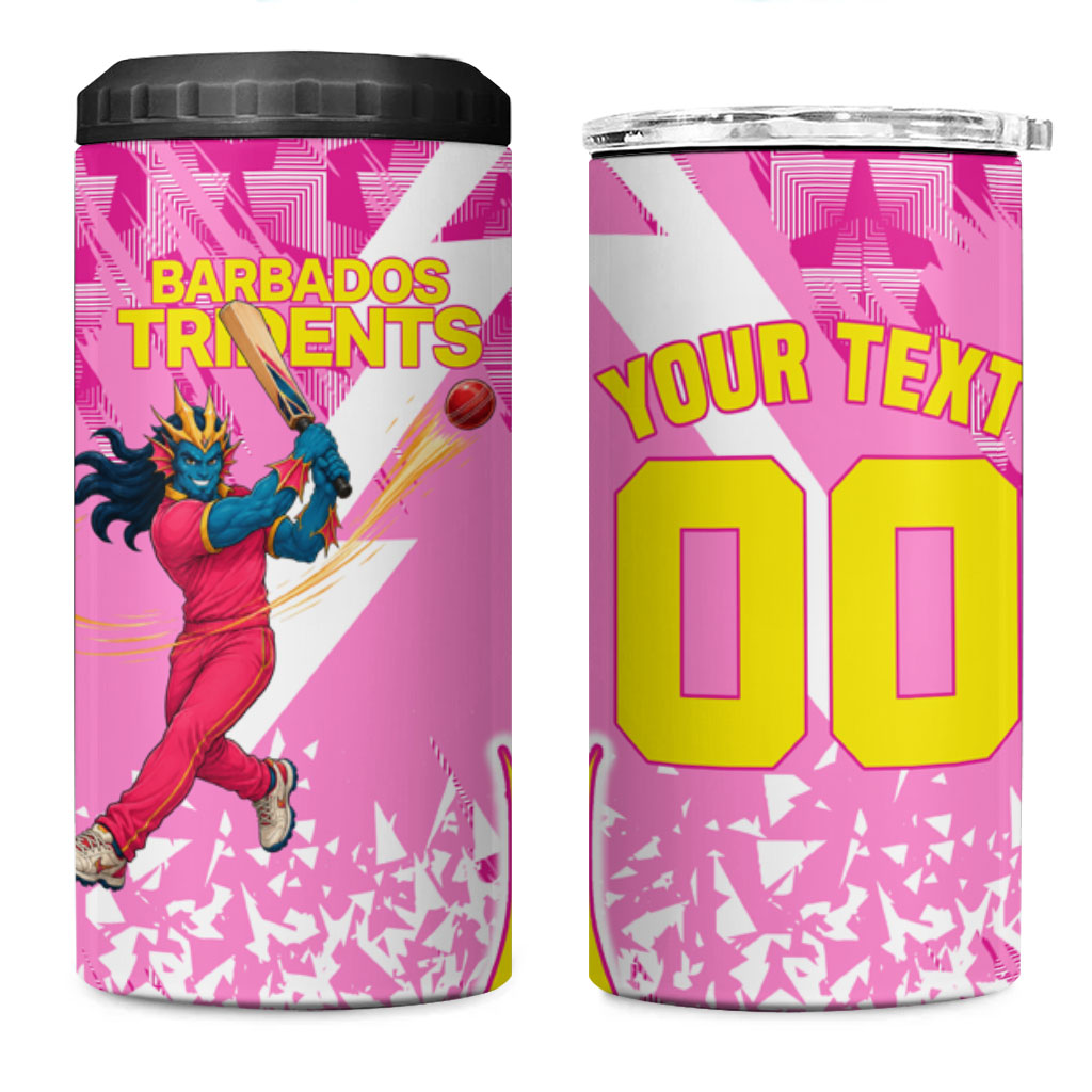 Personalized Barbados Tridents Cricket 4 in 1 Can Cooler Tumbler Trident Graphic Splash Pattern Caribbean Sport