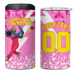 Personalized Barbados Tridents Cricket 4 in 1 Can Cooler Tumbler Trident Graphic Splash Pattern Caribbean Sport