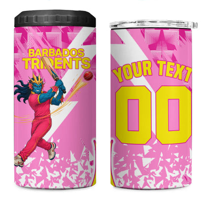 Personalized Barbados Tridents Cricket 4 in 1 Can Cooler Tumbler Trident Graphic Splash Pattern Caribbean Sport