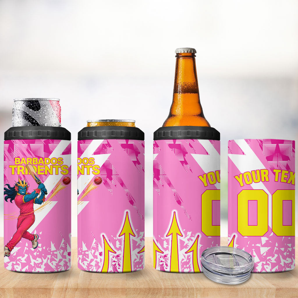 Personalized Barbados Tridents Cricket 4 in 1 Can Cooler Tumbler Trident Graphic Splash Pattern Caribbean Sport