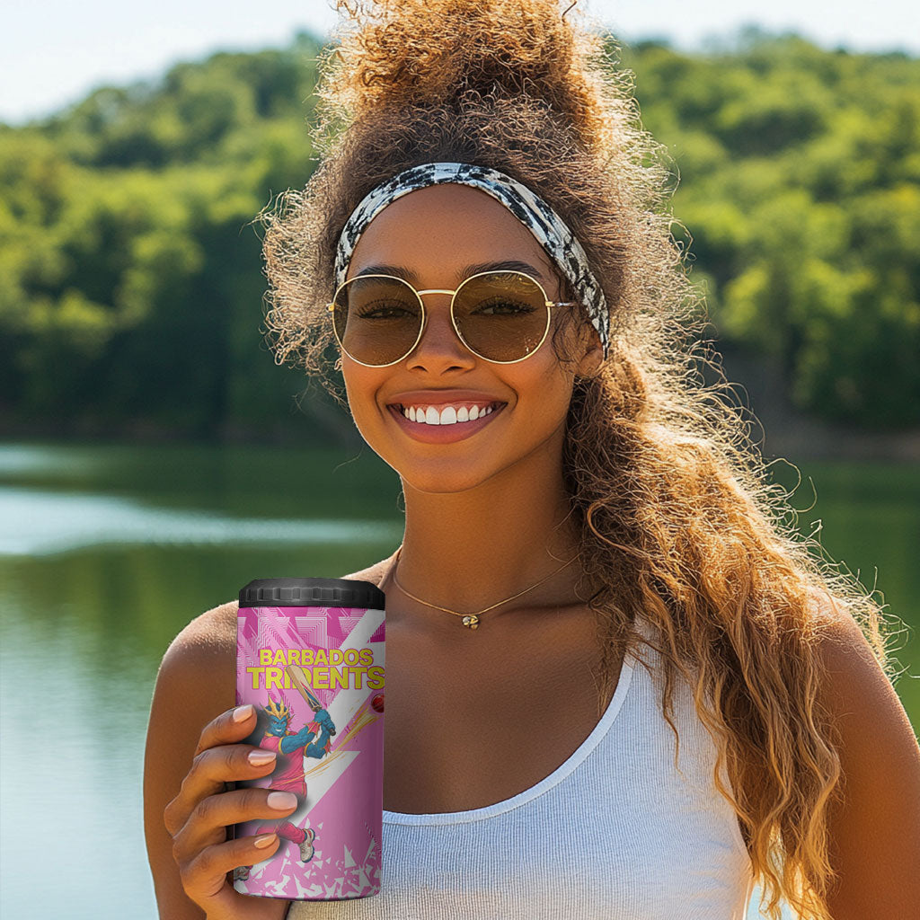 Personalized Barbados Tridents Cricket 4 in 1 Can Cooler Tumbler Trident Graphic Splash Pattern Caribbean Sport