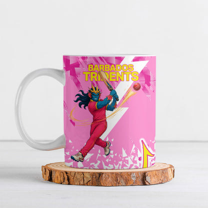 Personalized Barbados Tridents Cricket Ceramic Mug Trident Graphic Splash Pattern Caribbean Sport